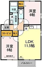 ディアコートA 2LDKの間取図画像