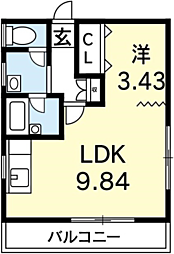 カーサセルベ 1LDKの間取図画像