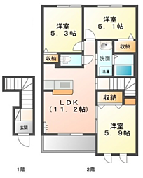 リバーサイド金磯A 3LDKの間取図画像