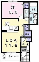グレース・ガーデンB 1LDKの間取図画像