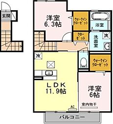 ロンラポールA 2LDKの間取図画像