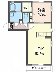 シャーメゾン弐丈 1LDKの間取図画像