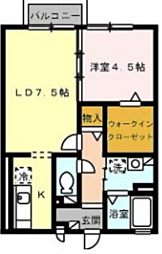 レセンテ住吉 1LDKの間取図画像