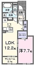 エクラデサージュ見能林1 1LDKの間取図画像