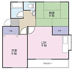 ニュー大原住宅 2LDKの間取図画像