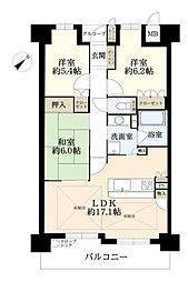 ローレルスクエア豊中アウレリア 3LDKの間取図画像