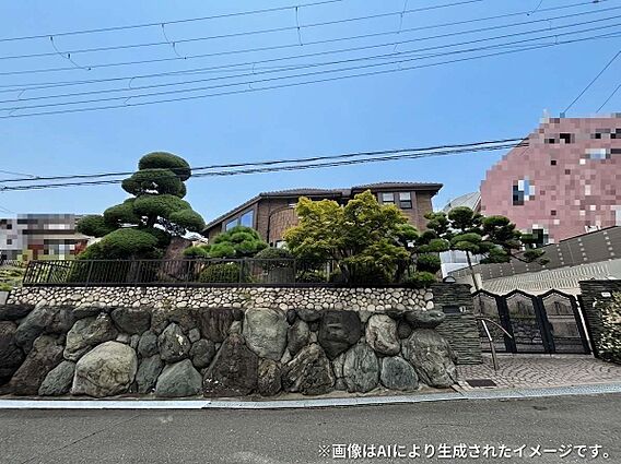 遊歩道との角地...