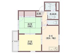 Nano’ｓ　ForestII 2階2DKの間取り