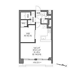 ライオンズマンション三宿 1LDKの間取図画像
