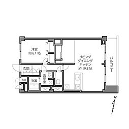 八雲スカイハイツ 1LDKの間取図画像