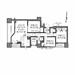 東京錦糸町シティタワー 3LDKの間取図画像