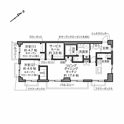 ニュー奥沢ハイツ 2SLDKの間取図画像