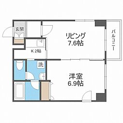 コンフォリア北三条 4階1LDKの間取り