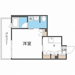 ラフィネタワー札幌南3条 3階1Kの間取り