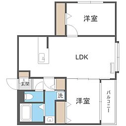 アルファスクエア南1西18 7階2LDKの間取り