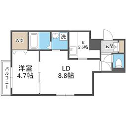 ラフォルテ桑園 4階1LDKの間取り