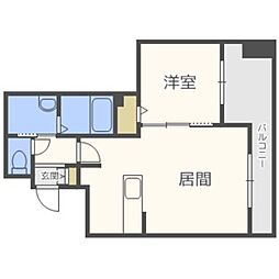 エクレール 13階1LDKの間取り