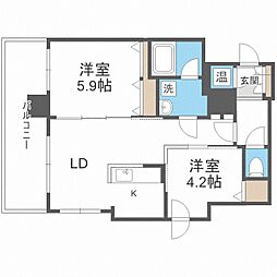 クレジデンス札幌・南4条 4階2LDKの間取り
