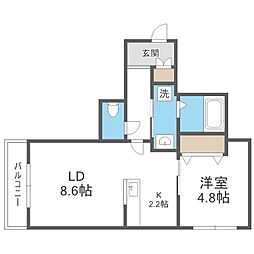 ＬＯＴＵＳ　ＦＬＥＵＲ1 1階1LDKの間取り
