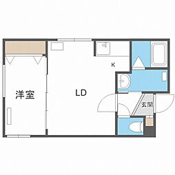 メトロ南平岸駅前 2階1LDKの間取り