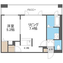 ノース・スター円山 8階1LDKの間取り