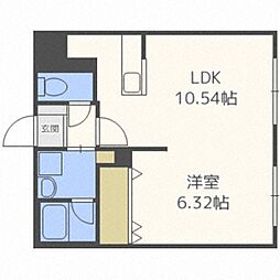 ブランドールプレミア 2階1LDKの間取り
