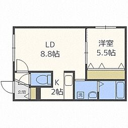 ルーク南8条 3階1LDKの間取り