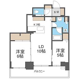 クリオ札幌北1条 7階2LDKの間取り