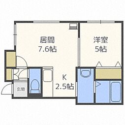 レジデンス大通公園 3階1LDKの間取り