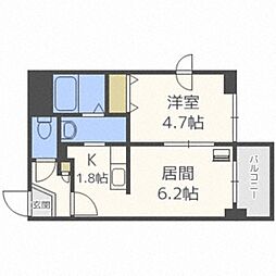 シュクル医大南 1LDKの間取図画像