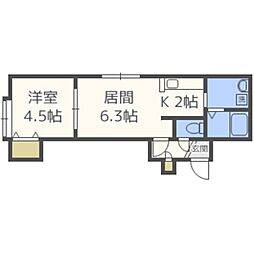 ハルニレ 1LDKの間取図画像