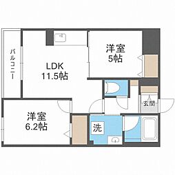 HACHISANWESTNY3w2a 2LDKの間取図画像
