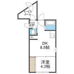 ポデュームコトニ 1DKの間取図画像
