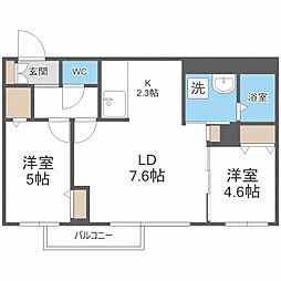 プランドール桑園 2LDKの間取図画像