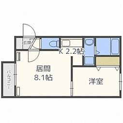 COSK美園 1LDKの間取図画像