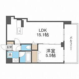 マストライフ南4条 1LDKの間取図画像
