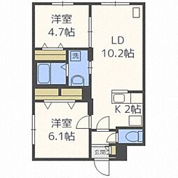 プレシェルト澄川 2LDKの間取図画像