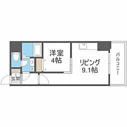 コートロティS15 1LDKの間取図画像