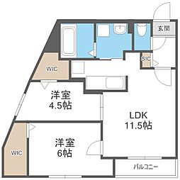 Dormire新札幌 2LDKの間取図画像