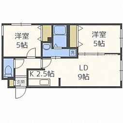 コアハート菊水 2LDKの間取図画像