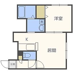 ビューハイツ白石 1LDKの間取図画像