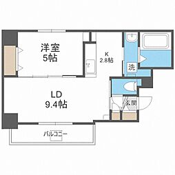 ユーコート大通西13 1LDKの間取図画像