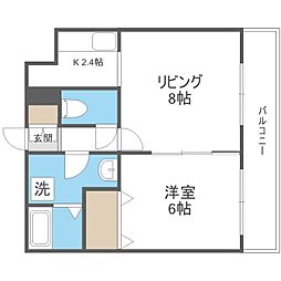 リバーフォレスト豊平 1LDKの間取図画像