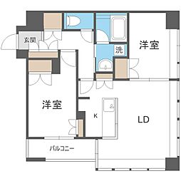 ラフィネタワー札幌南3条 2LDKの間取図画像