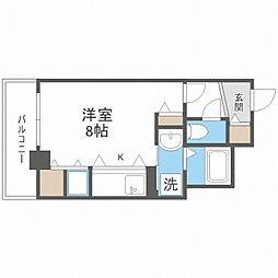ブランノワールN13.exe 1Kの間取図画像