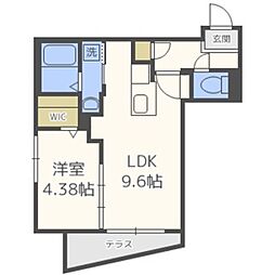 NORDESTAアサヒガオカ 1LDKの間取図画像