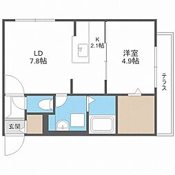 ブランシャール円山医大前 1LDKの間取図画像