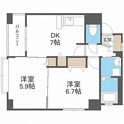 クラッセ北大通り 2DKの間取図画像