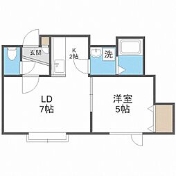 ビーウエスト2 1LDKの間取図画像