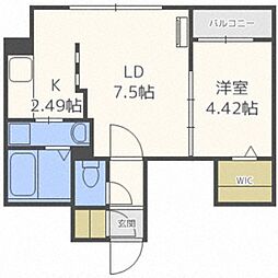 MuguetS7 1LDKの間取図画像